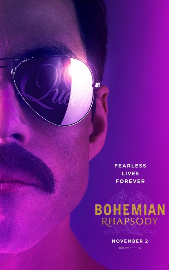 The cover of the movie Bohemian Rhapsody, highlighting the lead singer Freddie Mercury. 