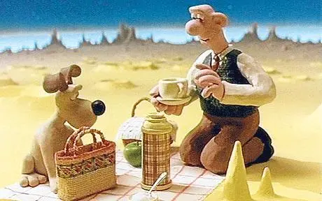 Picture from the movie, Wallace and Gromit A Grand Day Out